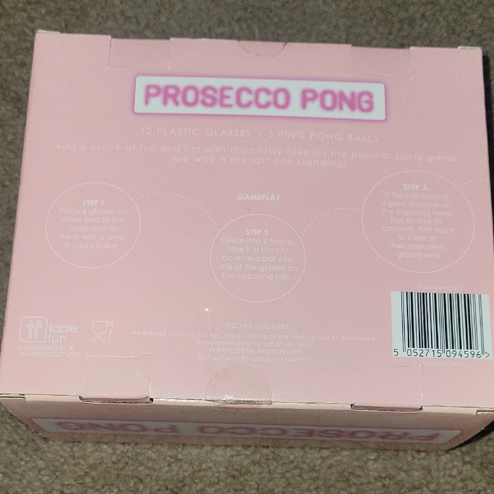 Prosecco Pong Party Game Set - Pink and White